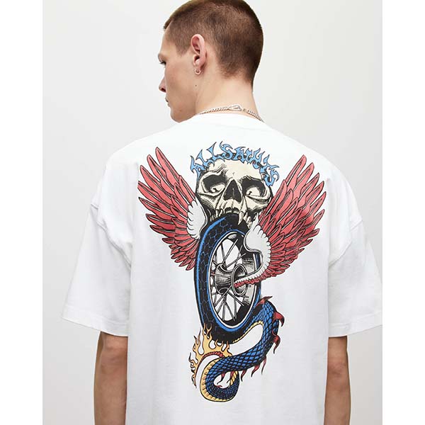 Allsaints Australia Mens Road Rash Crew T-Shirt White AU96-756